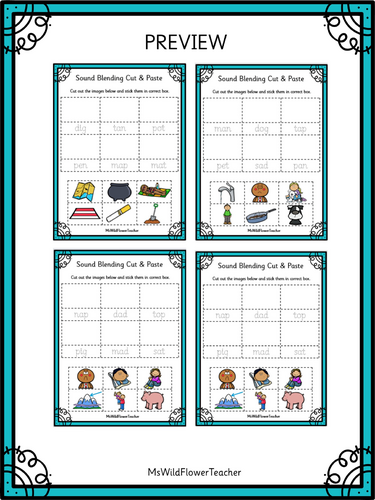 CVC Sound Blending 1 Cut, Paste & Trace Activity Booklet (Phonics EYFS/Year 1)