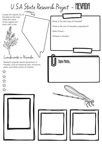 (NEVADA) USA STATE RESEARCH PROJECT - PAPER VERSION | Teaching Resources