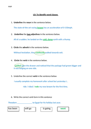 Fantasy Story /witches/ wizard- word classes | Teaching Resources