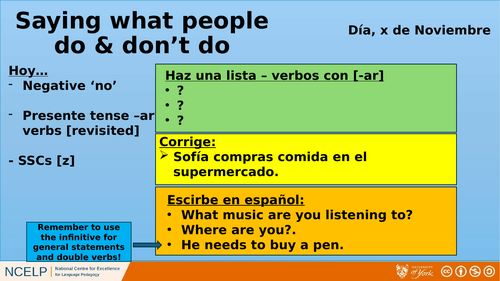 NCELP Year 7 Spanish - Tiered Starters (Half-term 2 - 14 starters)