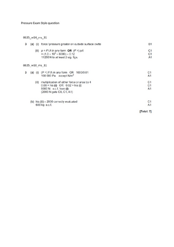 Pressure IGCSE Physics | Teaching Resources