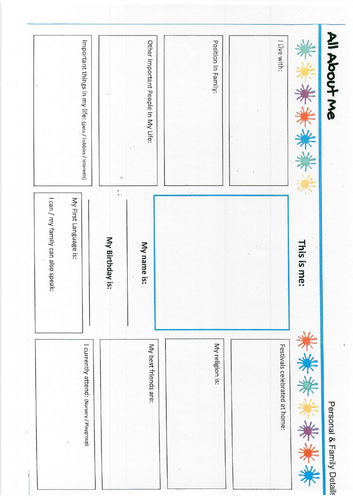 6. EYFS/Primary - All About Me Booklet.