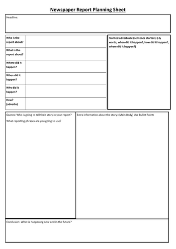 Beowulf - Newspaper Report Planning Sheet | Teaching Resources