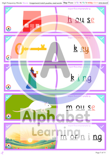 High frequency words Read/match - Nouns (Sound out words) | Teaching ...