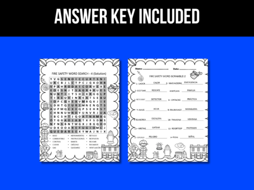 Fire Safety Week Word Search and Word Scramble Puzzles in Spanish ...