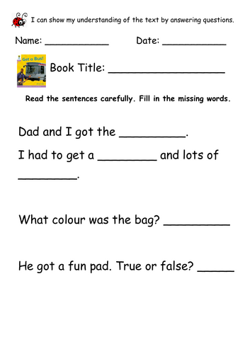 ORT Level 1+ Reading Comprehension - Get a Bus!