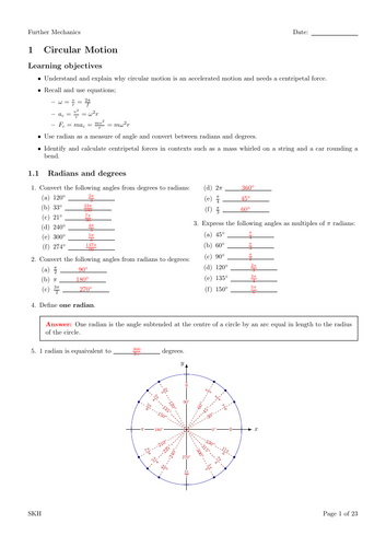 AQA A-Level Further Mechanics Circular Motion Answers