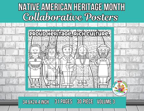 Native American Heritage Month Collaborative Poster Art Coloring Pages ...