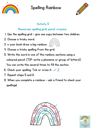 Year 2 CEW Spelling Grid and Activities | Teaching Resources