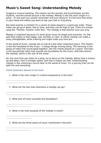 KS3 Music Cover - Understanding Melody