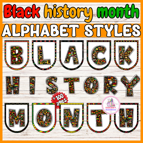 Black History Month Bulletin Board Set Lettering styles | Classroom ...
