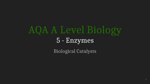 AQA A Level Biology Presentations Chapter 1 - Biological Molecules ...