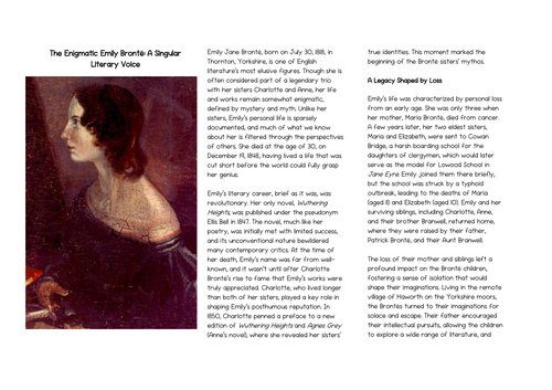 Emily Brontë: A Deep Dive into Her Enigmatic Life, Works, and Legacy ...