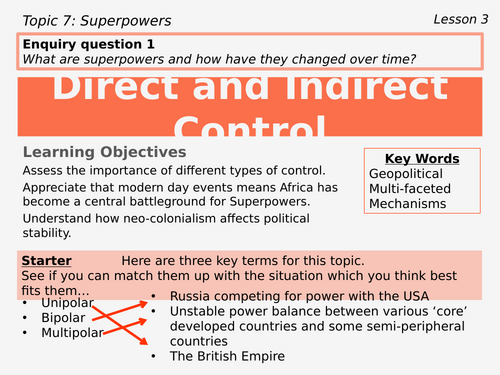 3 – Direct and Indirect Control (Superpowers, Edexcel, Pearson, A level, 9GEO)