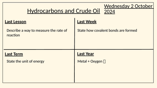 C9.1 Crude Oil Lesson 1 AQA