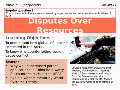 11 – Disputes Over Resources (Superpowers, Edexcel, Pearson, A level, 9GEO)