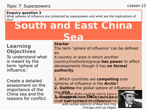 12 – South and East China Sea (Superpowers, Edexcel, Pearson, A level, 9GEO)