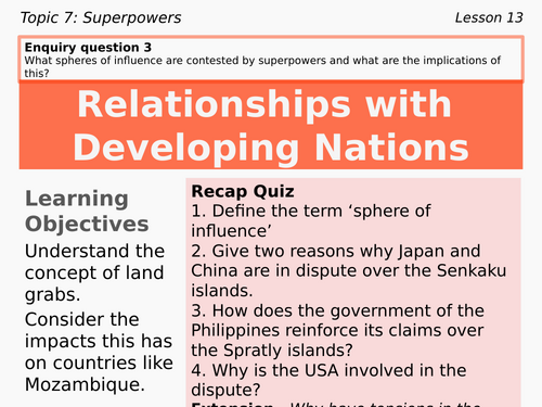 13 – Relationships with Developing Nations (Superpowers, Edexcel, Pearson, A level, 9GEO)