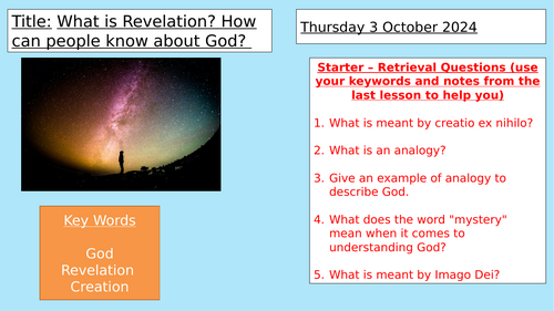 Y7 NEW KS3 CATHOLIC RED: Creation and Covenant - Revelation Lesson