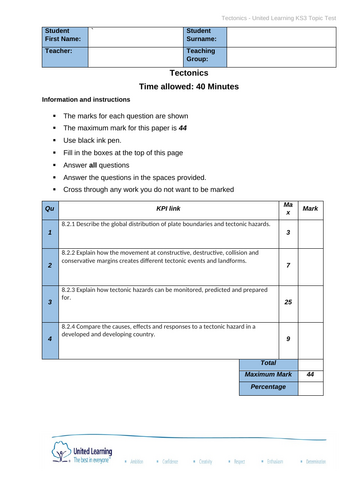 Tectonics Exam