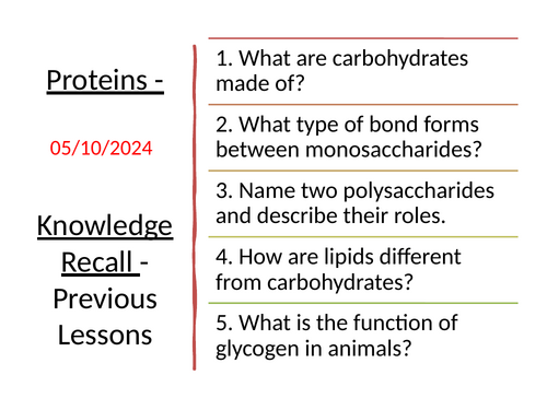 3.1.4.1 L6 Proteins (AQA A-Level Biology)