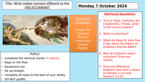 Y7: KS3 CATHOLIC RED: Creation and Covenant - What makes humans different to the rest of creation?