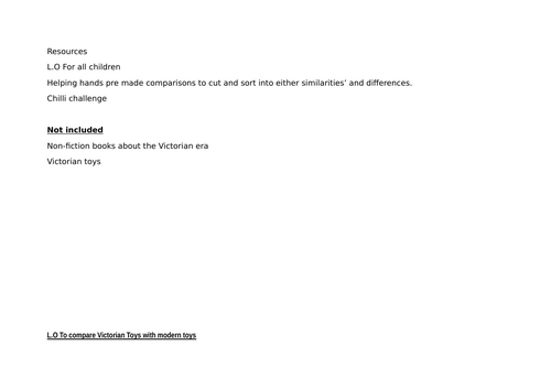Comparing Victorian toys and modern day toys.
