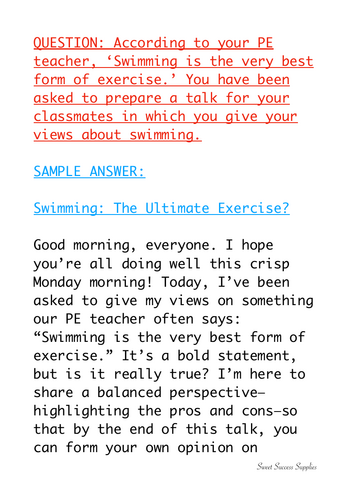 GCSE English: Prepare a talk for your classmates on your views about ...