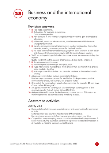 Igcse Business Studies Book Answer Teaching Resources