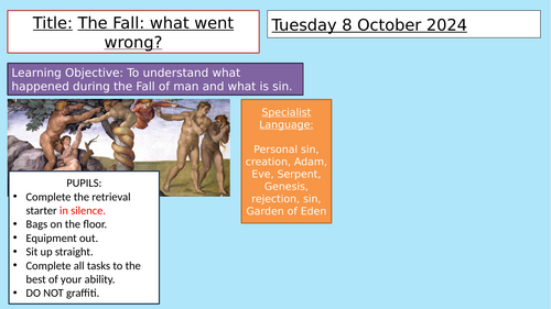 Y8: KS3 CATHOLIC RED: Creation and Covenant - The Fall (Genesis 3) - What went wrong?