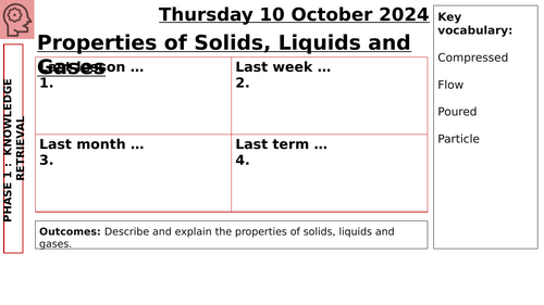 Properties of Solids, Liquids and Gases