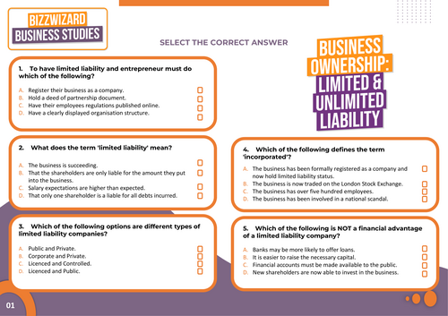 Limited & Unlimited Liability - FREE Multiple-Choice Quiz & Youtube ...