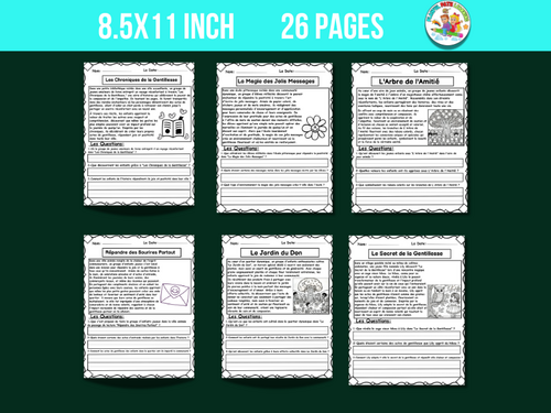 French World Kindness Day Reading Comprehension Passage & Questions ...