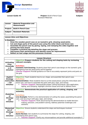Design Dynamics: Build It Pencil Case Project - Booklet (KS3) + Lesson ...