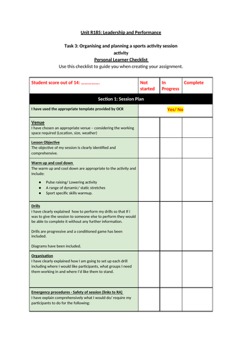 Sports Studies - Unit R185 - Performance and Leadership - Student ...