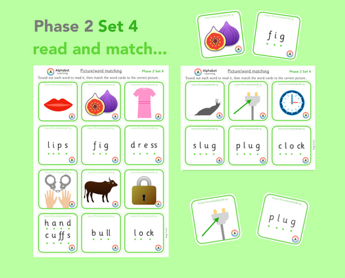 Phase 2 picture word/picture cards to read/match | Teaching Resources