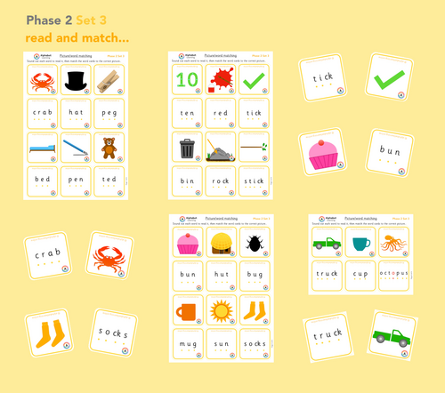 Phase 2 picture word/picture cards to read/match | Teaching Resources