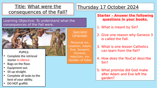 Y8: KS3 CATHOLIC RED: Creation and Covenant - Consequences of the Fall and Original SIn