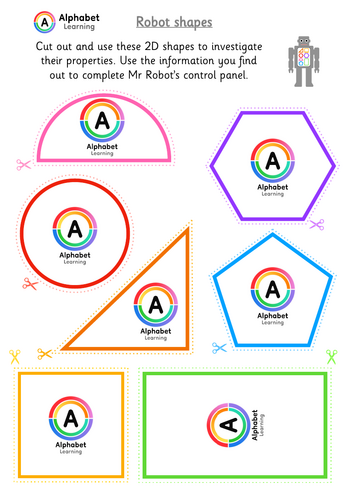 2D Shapes Robot Labelling cut/stick activity | Teaching Resources