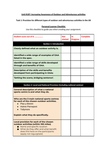 Sports Studies - Unit R187 - Increasing awareness in OAA - Student ...