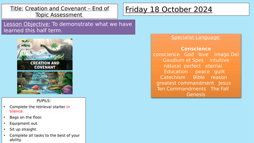 Y8: KS3 CATHOLIC RED: Creation and Covenant - End of Unit Assessment