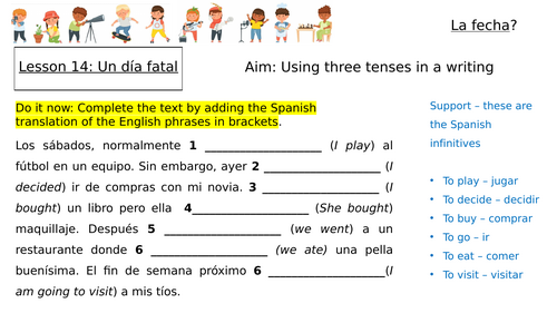 Module 1 Diviértete - Un día fatal 3 Tenses Spanish GCSE new spec 2024