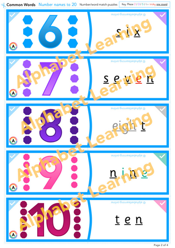 Reading Common words Number names 1 - 20 | Teaching Resources