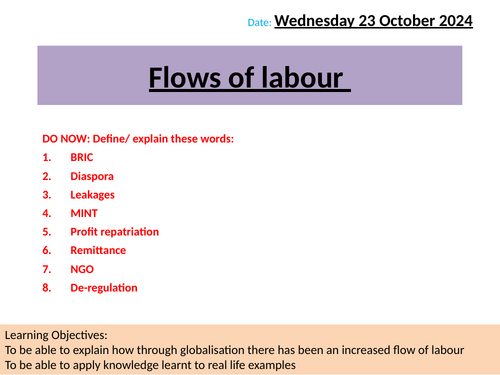 AQA A Level Geography – Global Systems and Global Governance – L3 Flows of labour