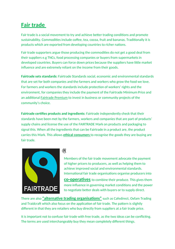 AQA A Level Geography – Global Systems and Global Governance – L12 - International trade