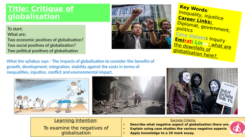 AQA A Level Geography – Global Systems and Global Governance – L18 - Critique of Globalisation