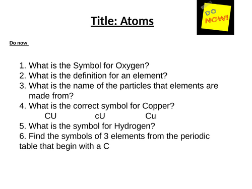 KS3 Science: Atoms Elements and Compounds Unit