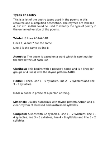Halloween poetry - 7 types of poem | Teaching Resources