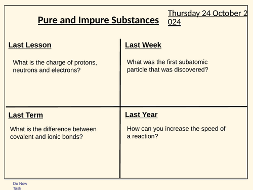 C12.1 Chemical Analysis Pure and Impure substances