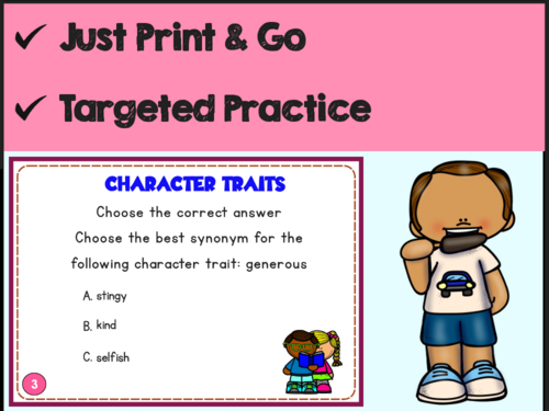 Character Traits Task Cards Review | Teaching Resources